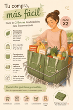 Pack x2 Bolsas Reutilizables para Supermercado